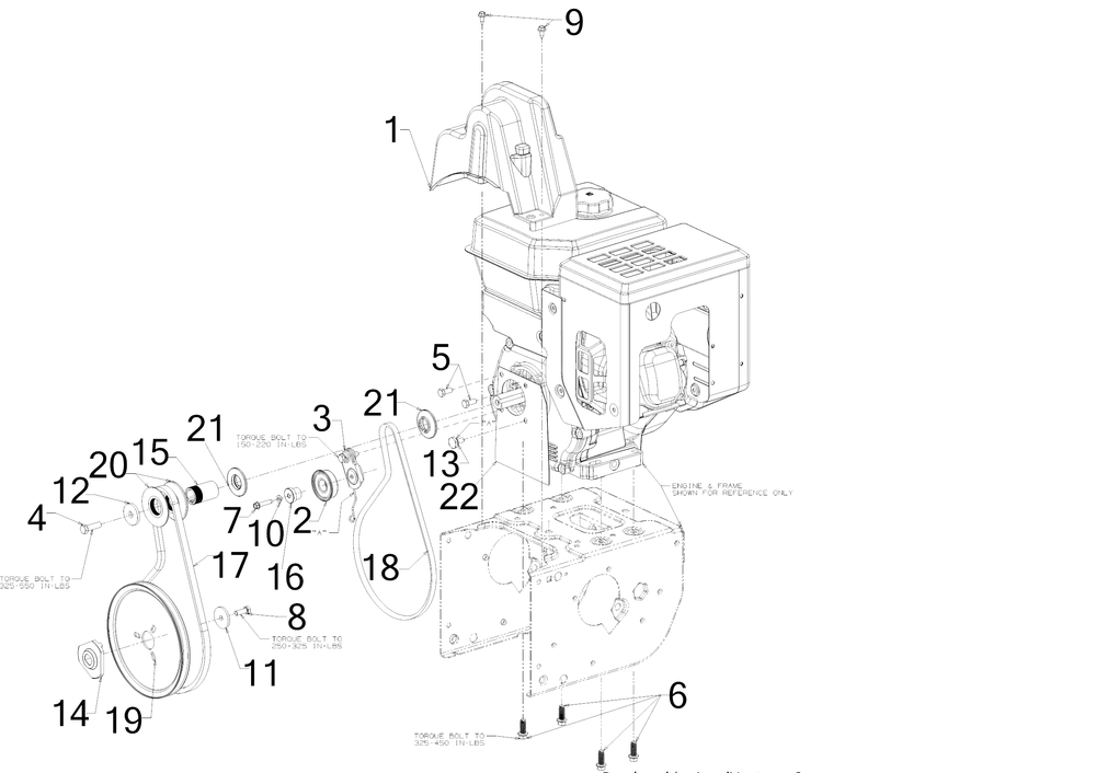 Engine Drive Diagram and Parts List for 3X30-INCHHD (31AH5ESW710)(2016) Cub Cadet Snow Blower